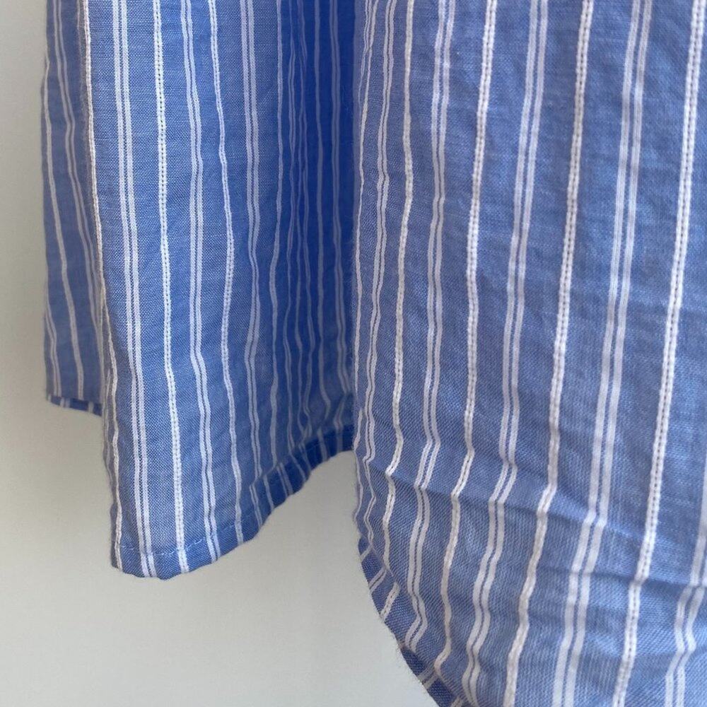 Gal Meets Glam Collection Courtney Rio Striped Ruffled Tiered Blue Maxi Dress 2 - Picture 6 of 11
